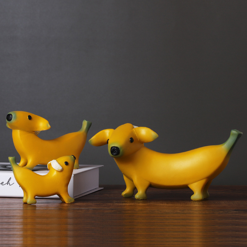 Creative Banana Puppy Resin Ornament Home Sculpture Ornament Resin Crafts — image 1