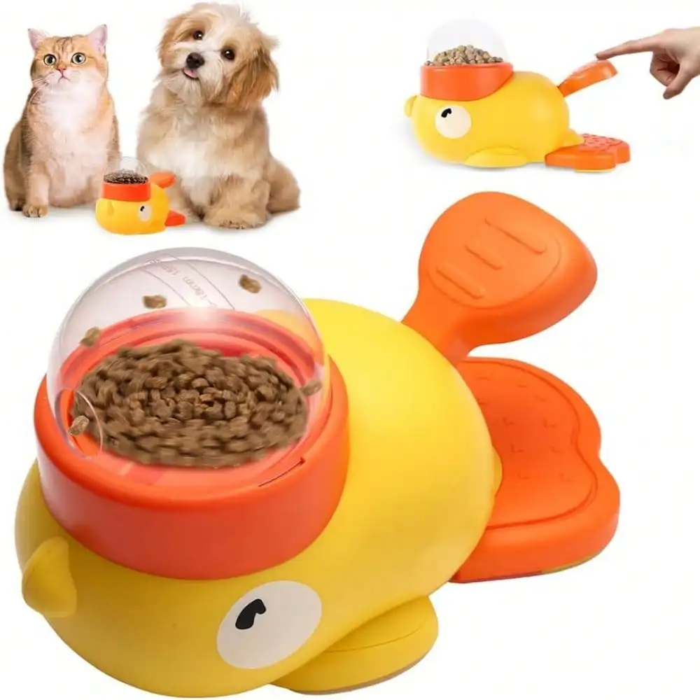 Bowls de Alimentación Lenta Interactivos 2 en 1 para Perros y Juguete Rompecabezas de Comida, Dispensador de Golosinas en Forma de Pato Bowl Antivoracidad para una Alimentación Saludable y Entrenamiento de Inteligencia (Amarillo) — imagen 1
