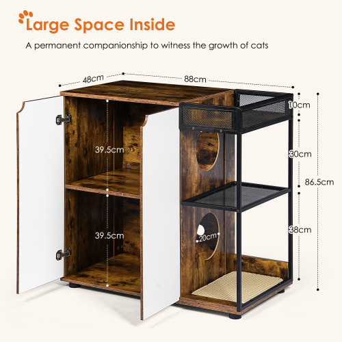 Caja de Arena Encerrada para 2 Gatos. Mobiliario de Caja de Arena para Gatos, Casas de Arena Selladas, Armario de Mobiliario para Gatos, Marrón Rustico — imagen 7