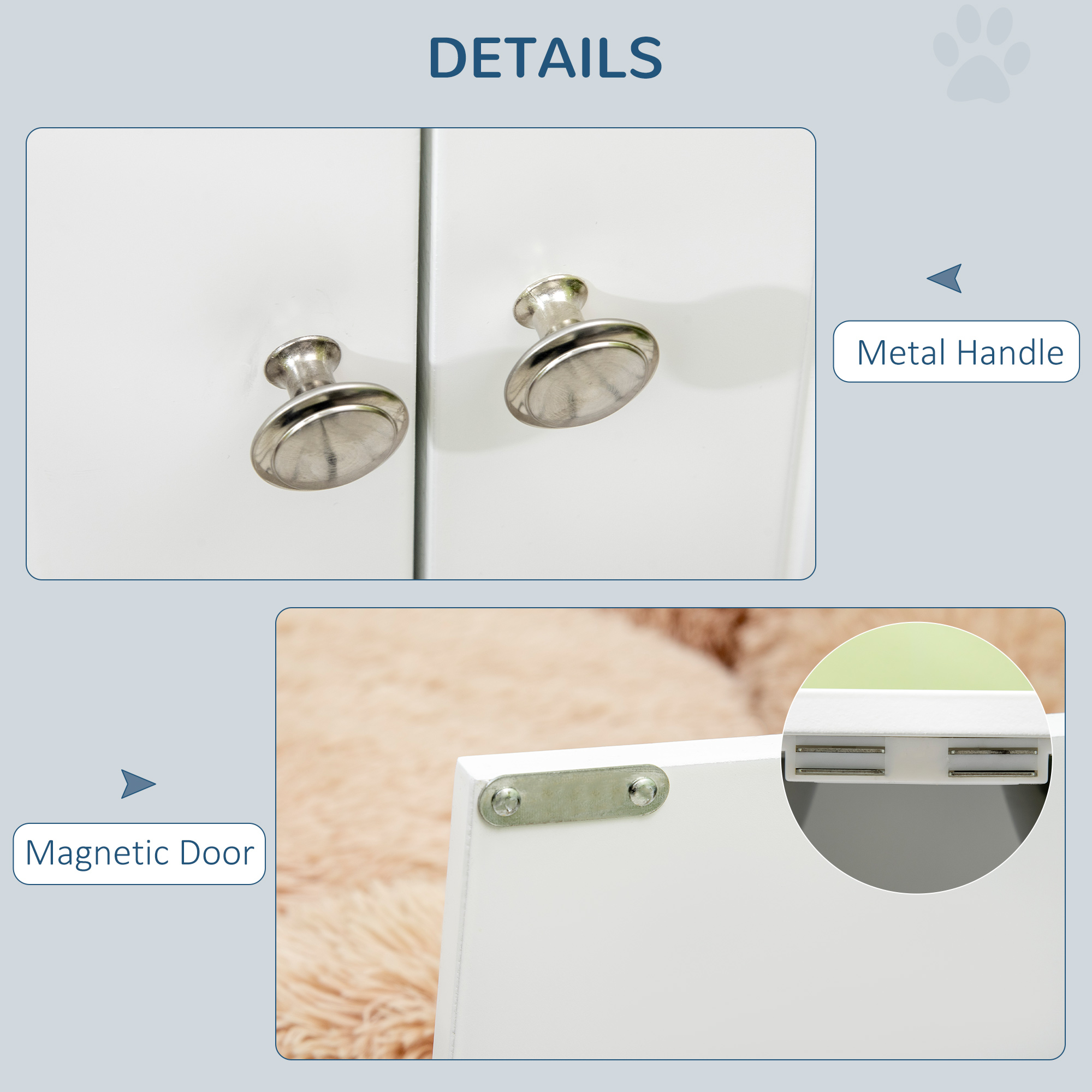 Large Elevated Dog Bowls with Storage Cabinet Containing Large 44L Capacity, Raised Dog Bowl Stand Pet Food Bowl Pet Feeding Station, White — image 2