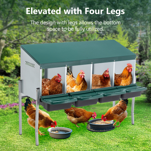 Nido para Gallinas de 4 Orificios, Con Patas y Tapa Para Proteger los Huevos, Verde — imagen 8