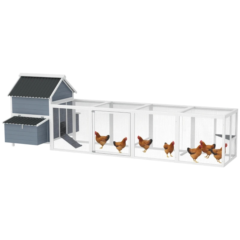 156Extra Large Wooden Chicken Coop With 2 Nesting Box, Run Cage, Waterproof Wave Roof, For 10-15 Chickens, Light GrayMultiple Packages — image 6