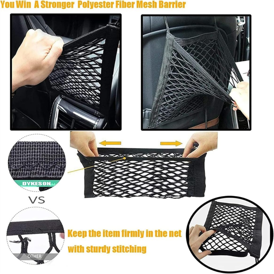 Dog Car Net Barrier Pet Barrier With Car Mesh Organizer For Dog Child, Safety Divider With Upgraded Storage Pouch, Easy Install — image 4
