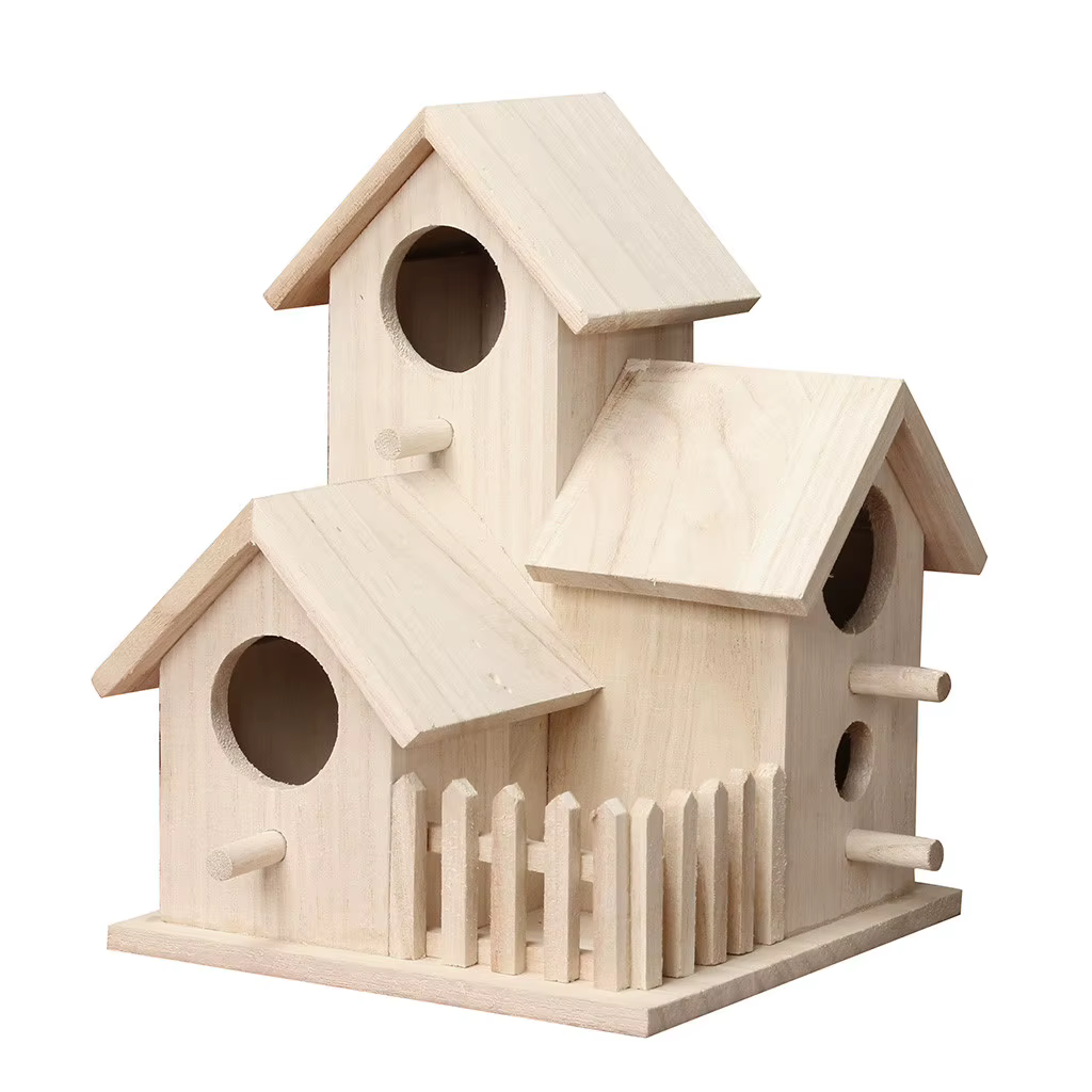 Wooden Mini Bird Cage Outdoor Hanging Birdhouse Box Garden Bird Cages Home Yard Decoration Bird Products Wooden Bird Parrot Nest — image 3