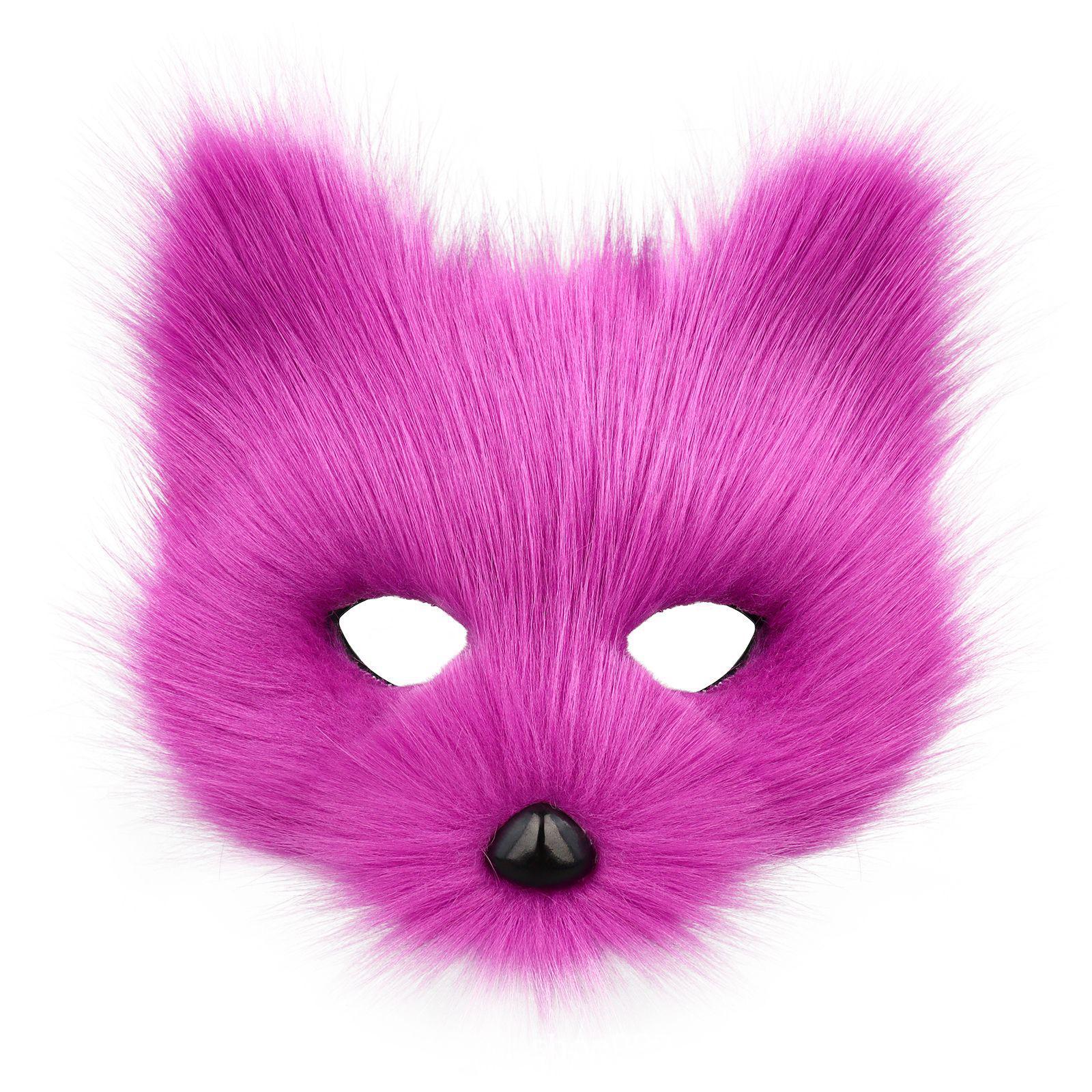Halloween Party Furry Half-Face Cat Fox Mask Cosplay Cat Face Mask Accessory — image 17