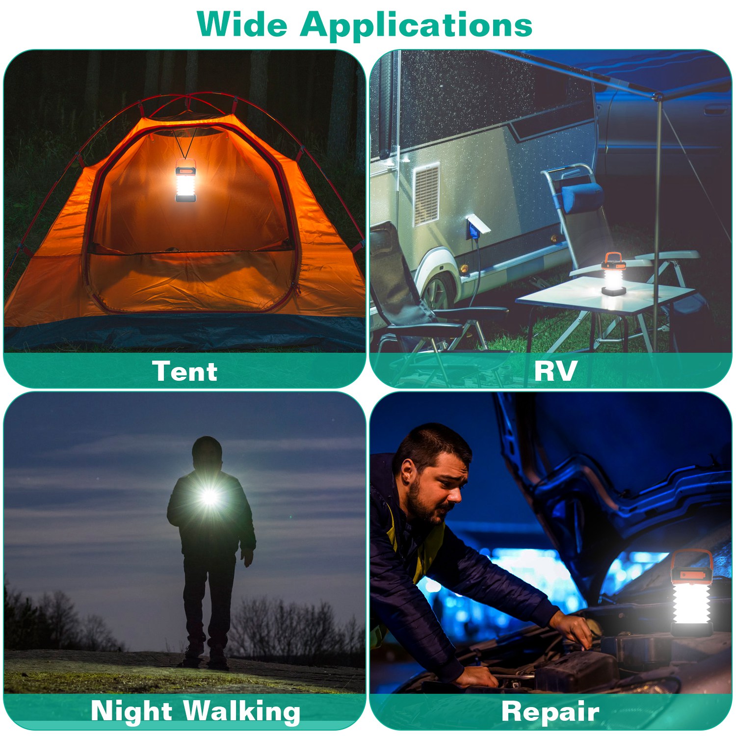 Solar Camping Lantern LED Collapsible Tent Lamp USB Rechargeable Portable Emergency Camping Light For Hiking Fishing Outdoor — image 6