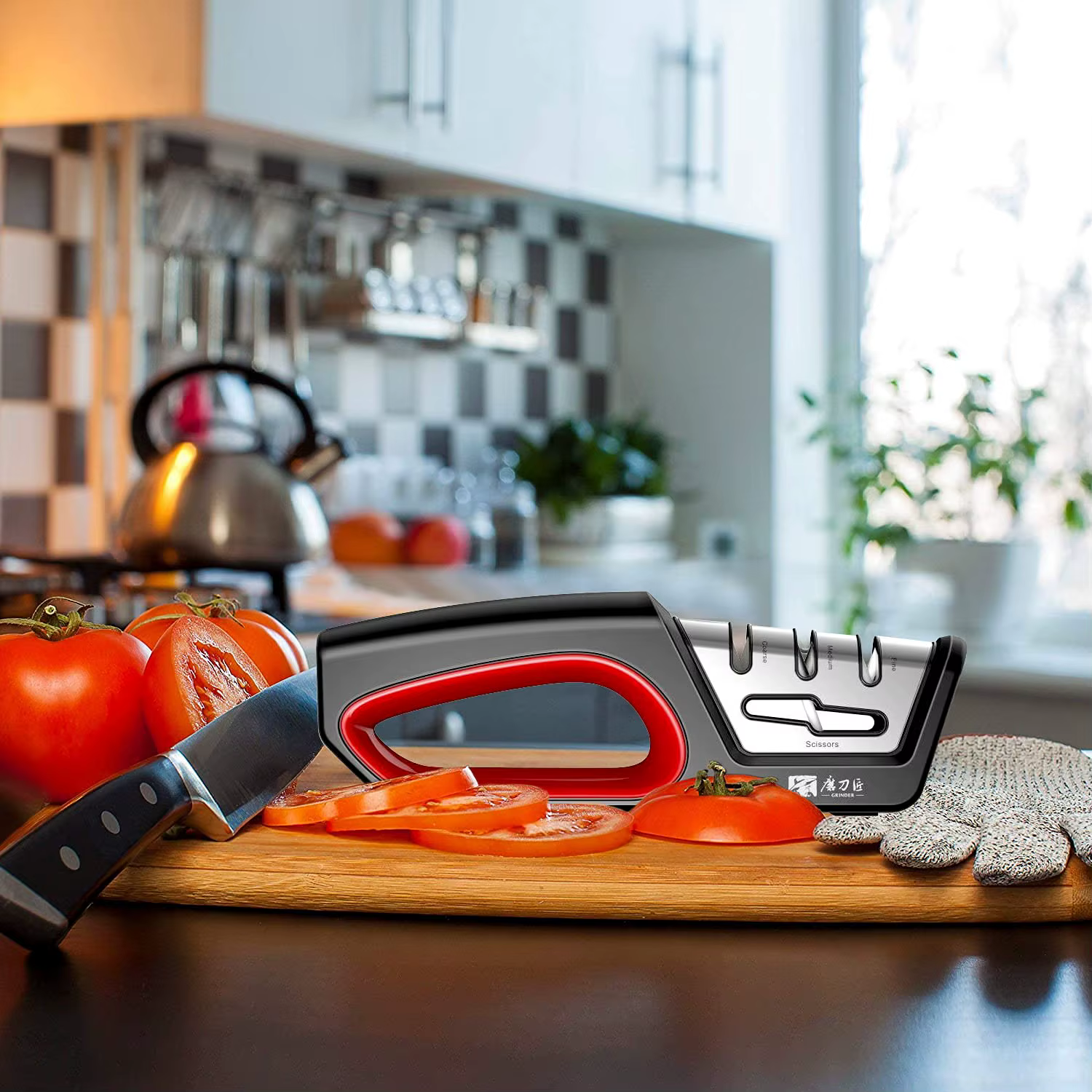 Four in One Kitchen Sharpener Restores Serrated Blade Knives and Scissors, Diamond Tungsten Steel Ceramics — image 6