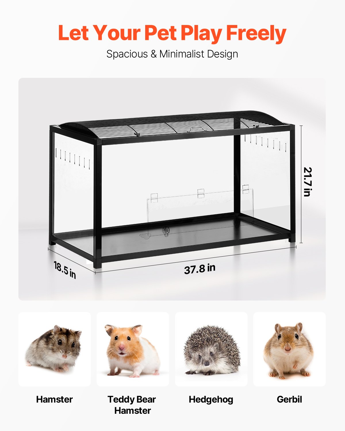 Hamster Cage Habitat 37.8in Clear Pet Rodent Gerbil Mice Small Animal House — imagen 2