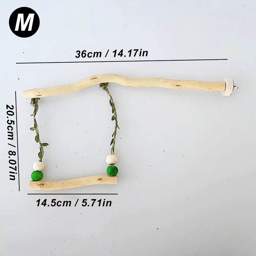 Wood Parrot Stand Pole Double Layer Swing Toy for Bird Tiger Skin Claw Grinding Beak Grinding Stand Pole Bird Cage Accessories — image 3