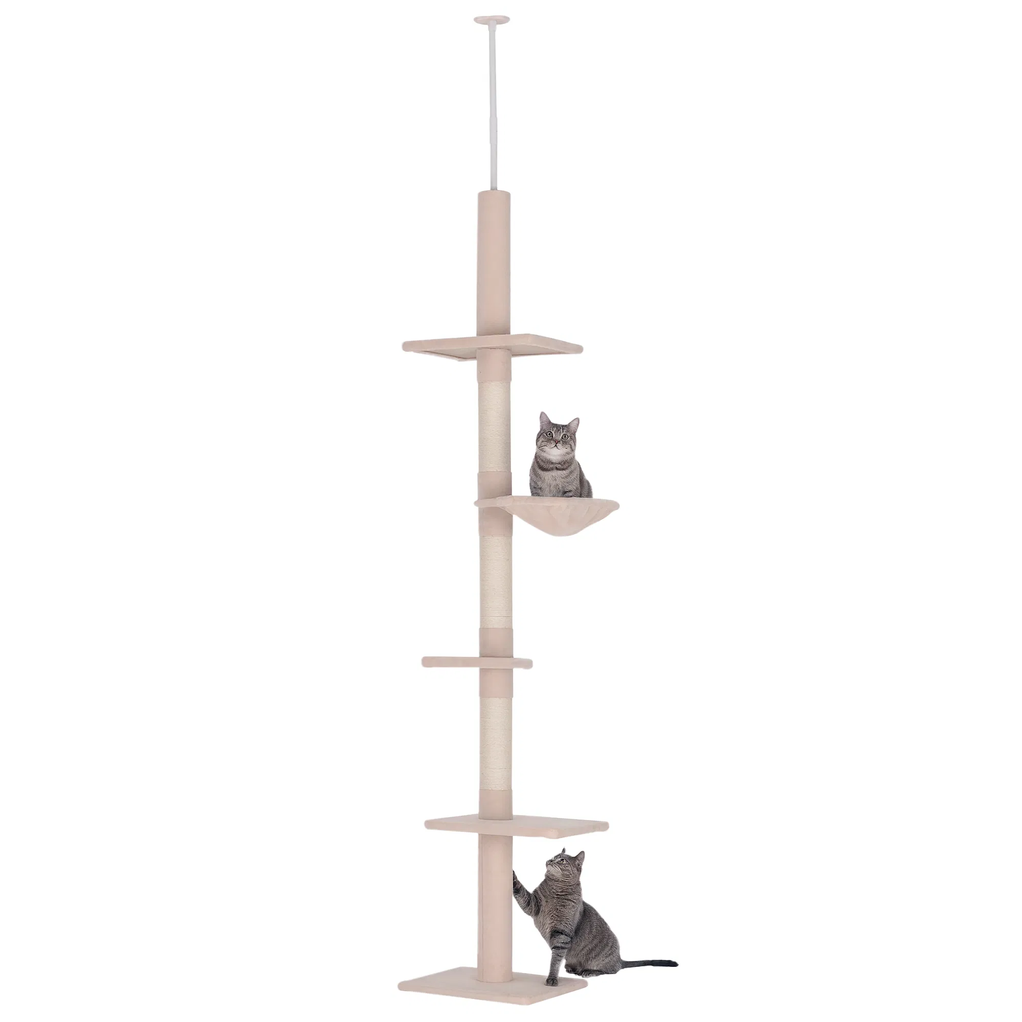Cat Climbing Tree 5-Tier Kitty Activity Center with Scratching Post Beige — image 1