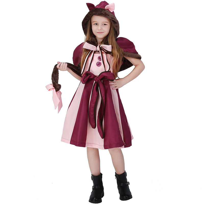 Wonderland Theme Park Purple Children's Cosplay Costume for Girls - Smiling Cat Party Dress-Up Halloween Outfit — image 2