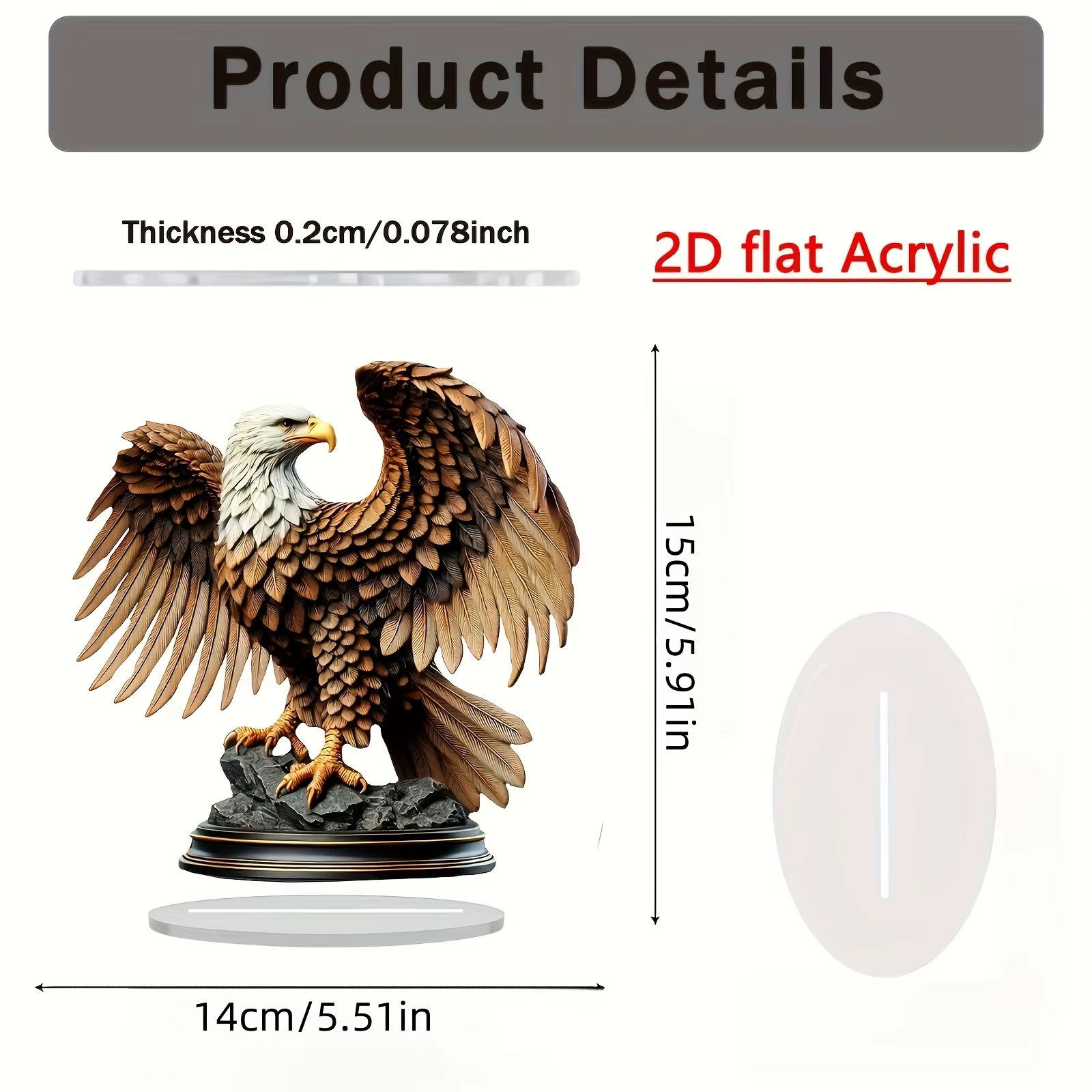 Pieza Decorativa de Acrílico 2D 1 Pieza "El Águila y el Despegue de la Carrera", Regalo de Decoración de Escritorio, Decoración de Oficina, Realista, Potencia la Fortuna Profesional — imagen 6