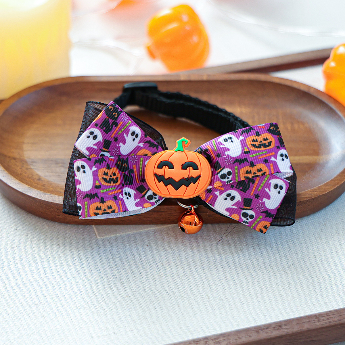 Pet Halloween Pet Collar with Funny Pumpkin Decoration, Dog Collar with Bow Tie, Cat Scarf for Small Dogs — image 5