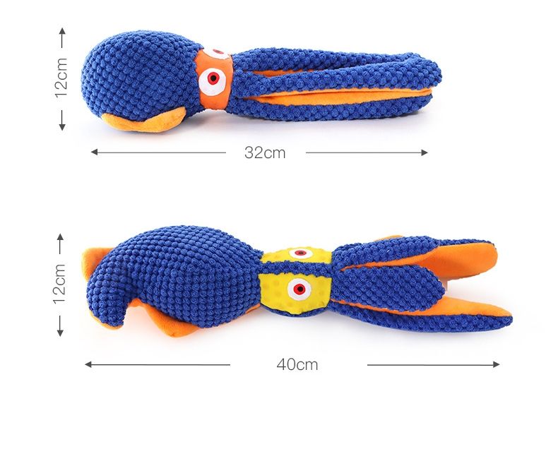 Dog plush toy with bite resistance and sound production, plush octopus toy with dog bite interaction toy — image 2