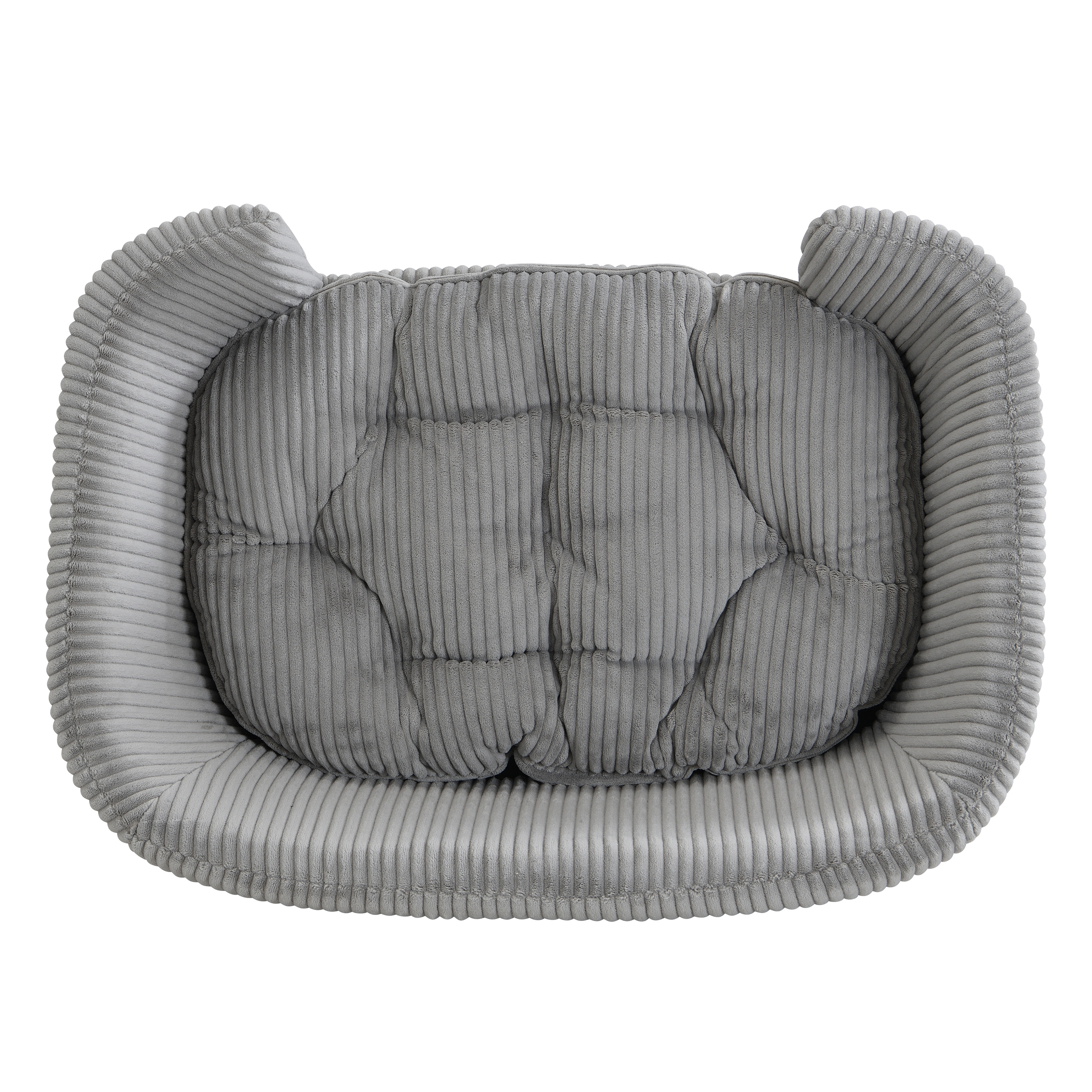 Elevated Dog Bed Frame for Small Dog, Corduroy Pet Couch Bed with Rubber Wood Legs and Supportive Foam, Grey, Easy Assembly — image 8