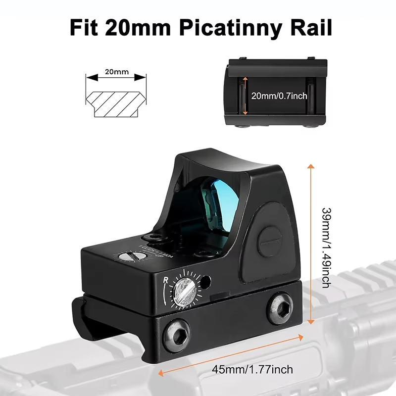 Mini Visor de Punto Rojo MR Red Dot Sight para Ajuste en Railes de 20mm para Caza — imagen 2