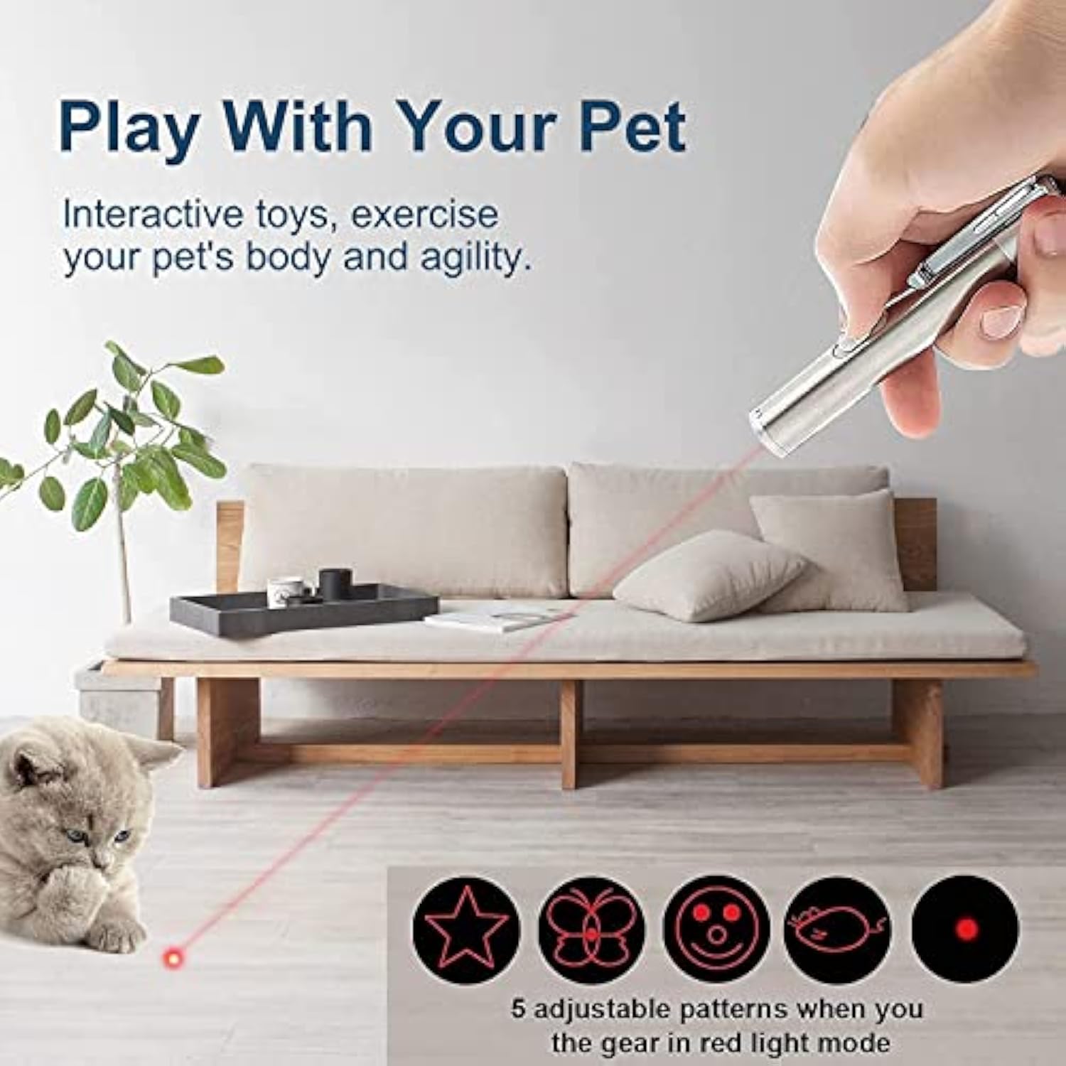 Cat Toy Pointer For Indoor Cat Mouse Toys Wand Light Pet Interactive Toys To Keep Cat Busy For Kitten Cat Dog Chase Play — image 3