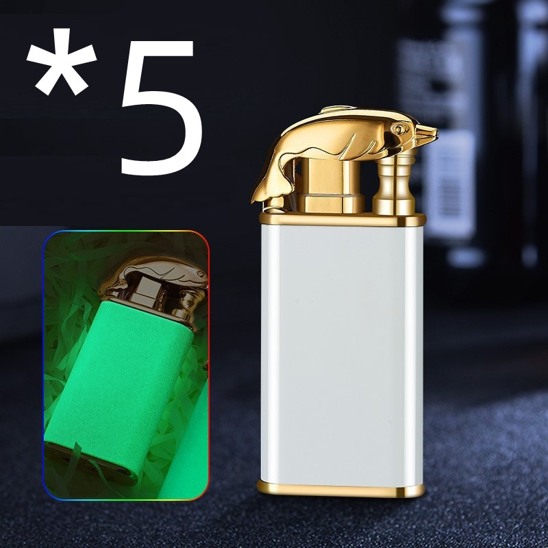 Creative Blue Flame Lighter Dolphin Dragon Tiger Double Fire Metal Winproof Lighter Inflatable Lighter — image 24