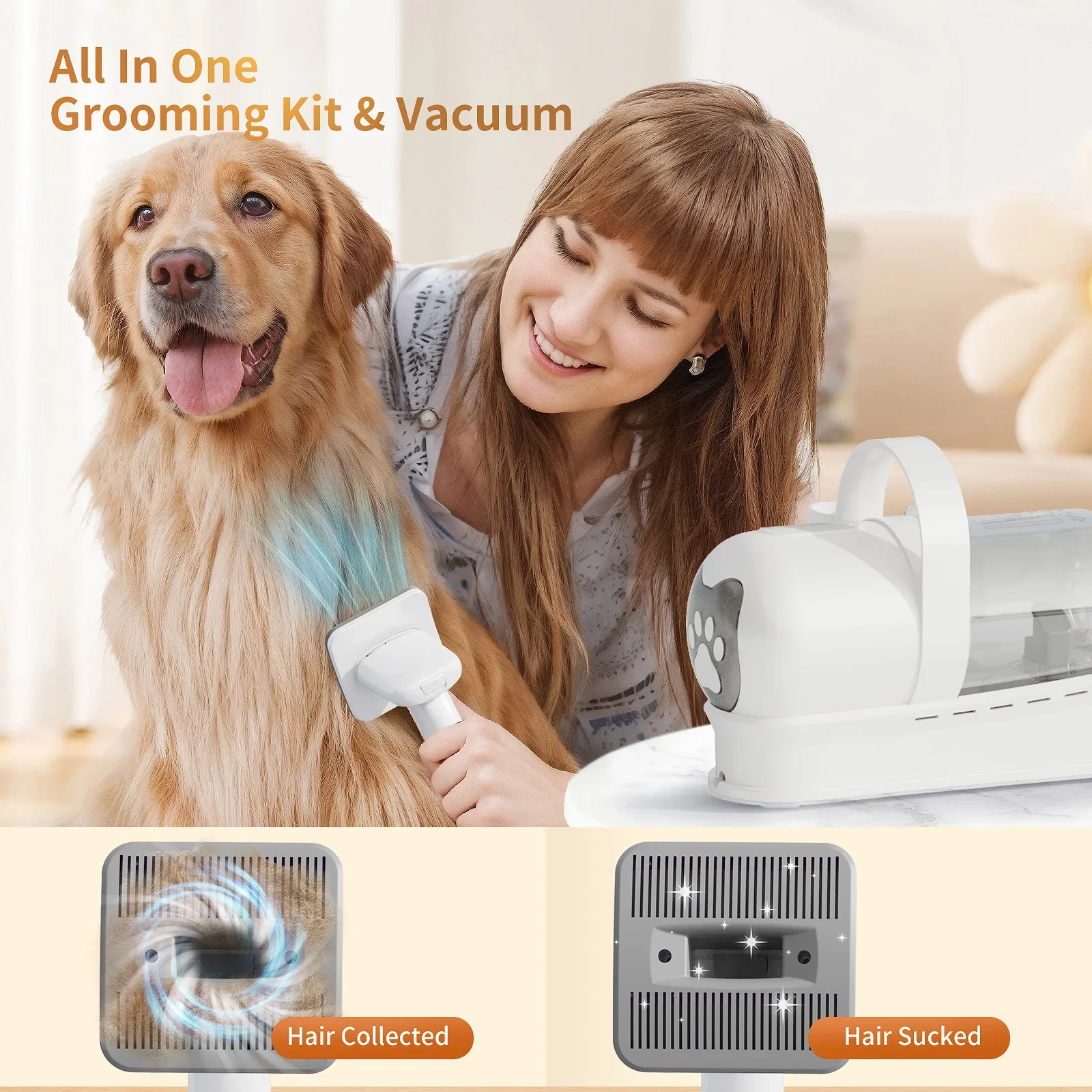 7 in 1 Pet Grooming Vacuum Kit Dog Grooming Clippers Pet Hair Remover with Power Large Suction & Low Noise Pet Hair Kits — image 3