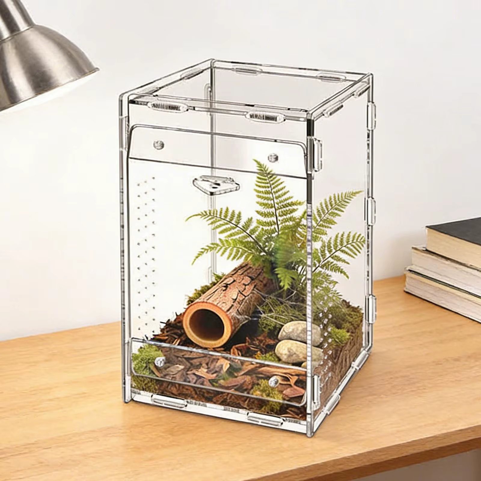 Reptile Terrarium Acrylic Shatter Resistant Easy to Clean Clear Reptile Feeding Box Jumping Spiders Enclosure for Geckos Turtle — image 5