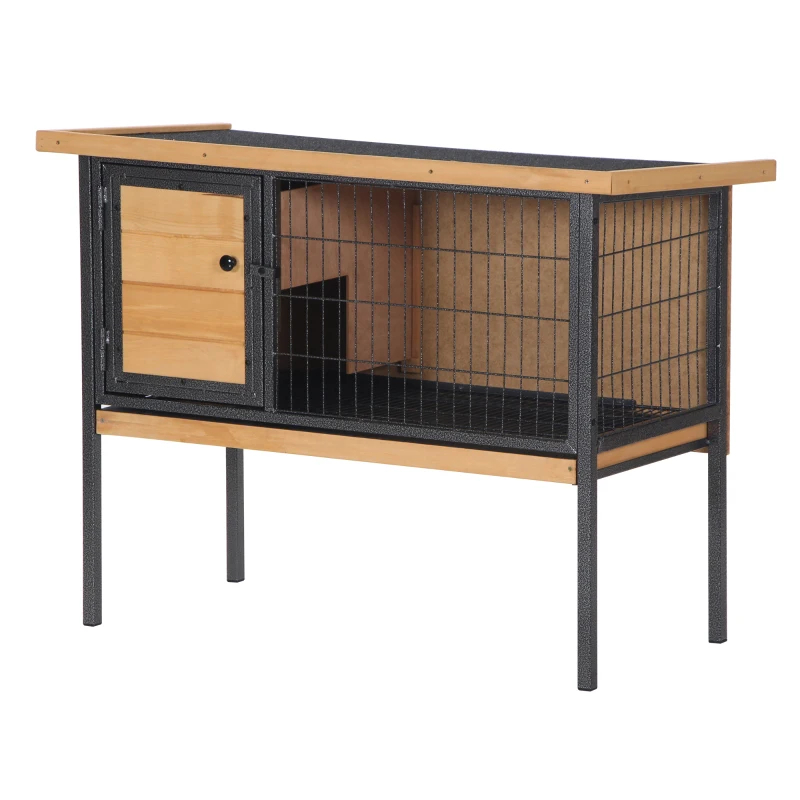Caja para Conejos PawHut: Cámaras de Elevación con Estructura Metálica, Plataforma Anti-Desperdicio y Piso de Asfalto Resistente al Agua para Conejos, Pollos, Patos - Ambiente Interior/Exterior Natural — imagen 2