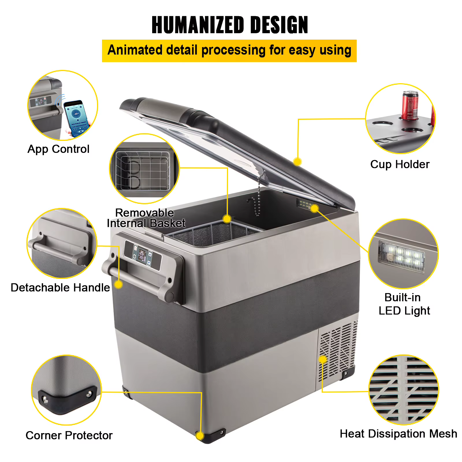 SucceBuy 20L 22L 35L 45L 55L Car Refrigerator Mini Fridge Freezer Portable Compressor Cooler DC 110-240V Ice Box for Camping — image 6