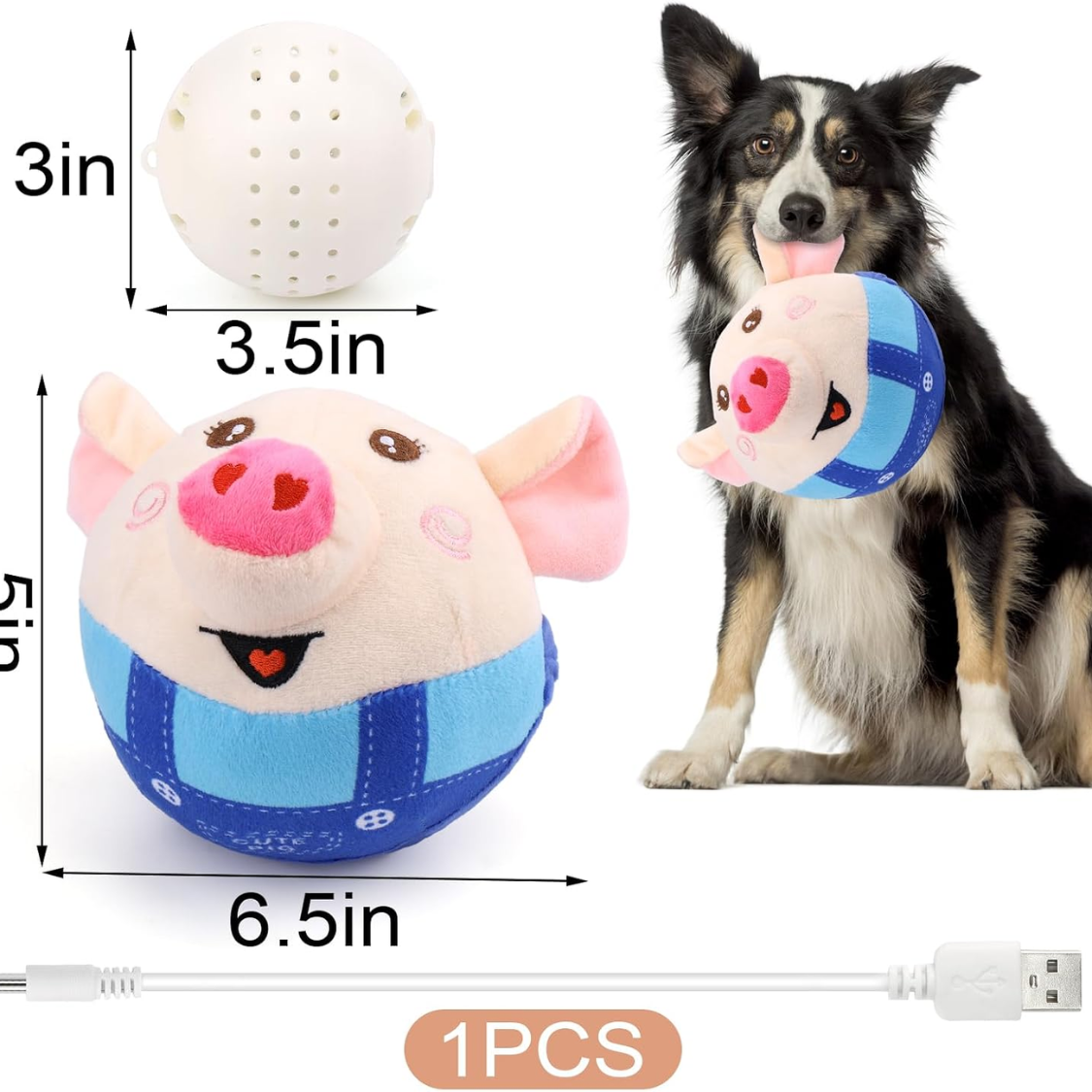 Interactive Dog Toys Pig, Jumping Squeaky Dog Toys With Recording And Music Modes, Rechargeable Moving Dog Chew Toys — image 7