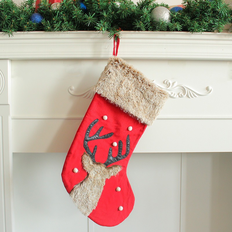 Christmas Decorations Cute Red Deer Head Socks Plush Candy Socks Christmas Supplies Gift Bag — image 4