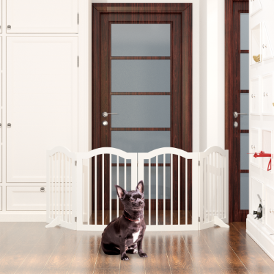 27.6 Height Tall Freestanding Pet Gate, 4 Panels Foldable Dog Gate, Solid Wood Folding Safety Fence Wooden Dog Gate With 2 Pcs Support Feet Ideal For Stairs, Doorways, Halls, Kitchens — image 15