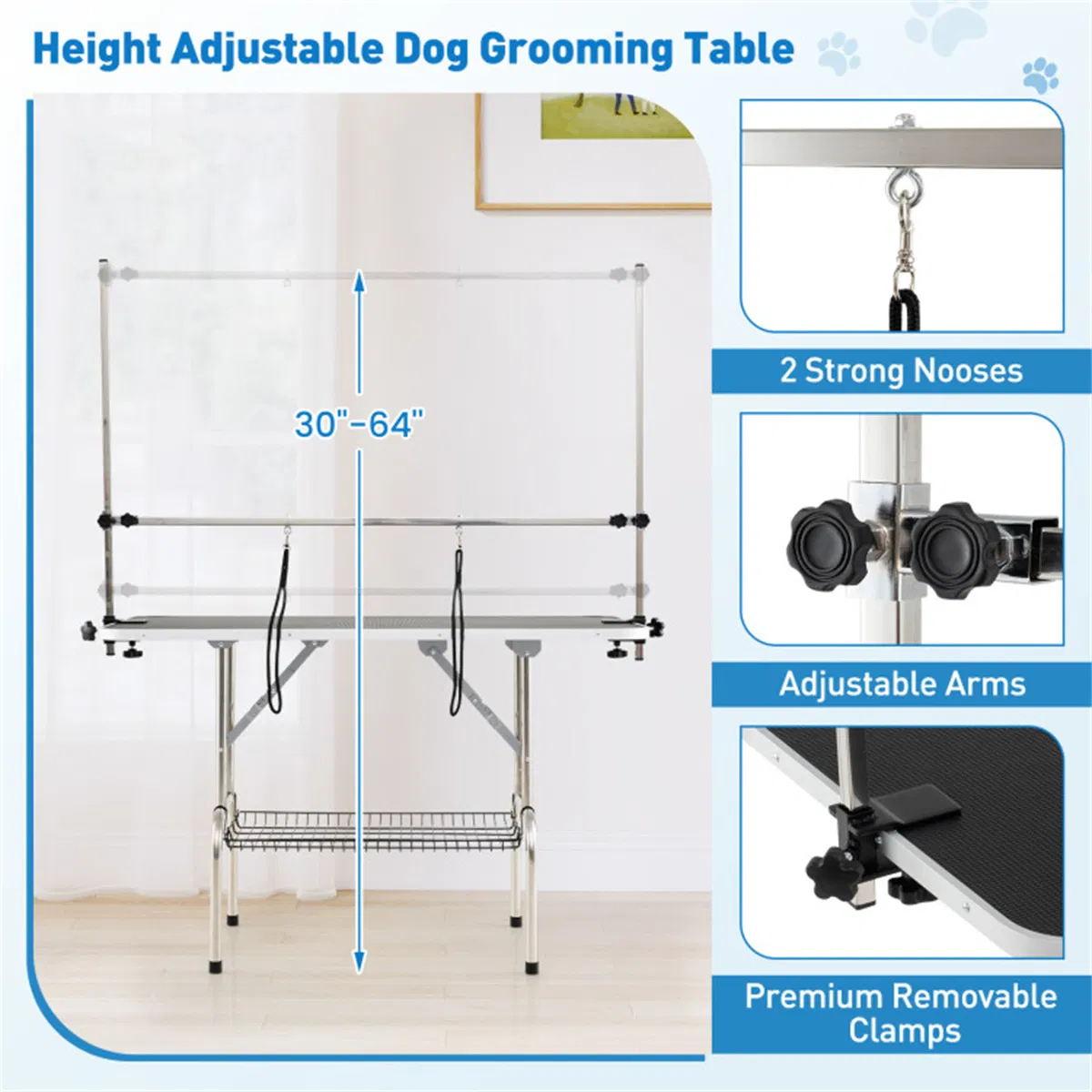 Foldable Pet Grooming Table with Adjustable H-shaped Arms, 330 LBS Capacity for Small-Large Dogs — image 7