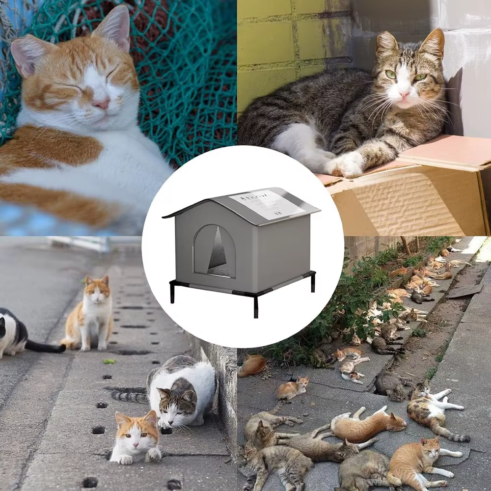 Stray Cat Houses with Mat Waterproof Summer Cool Shelter Foldable Pet Cave Nest Sleeping Beds for Outdoor Cats Small Dog Puppies — image 6