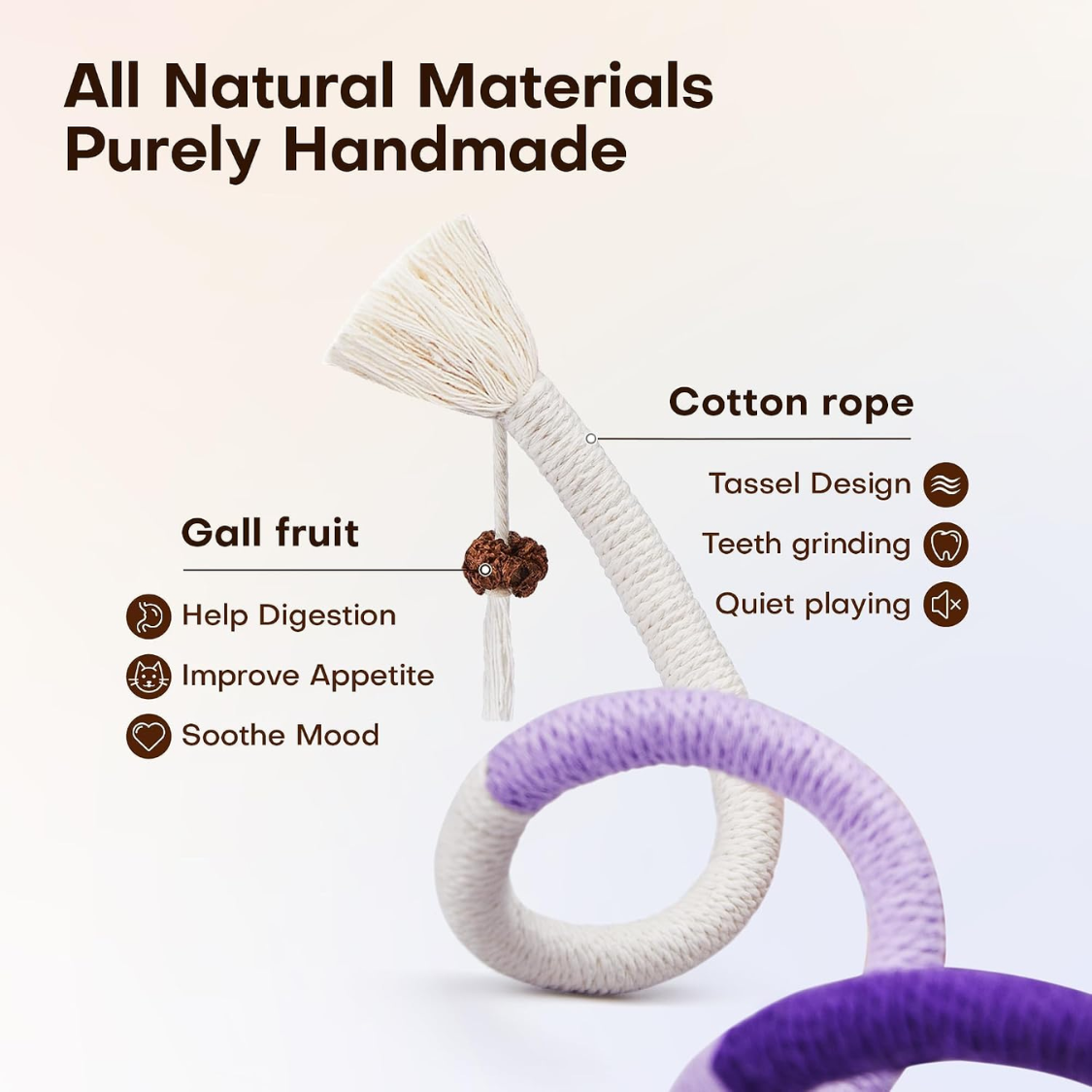 Juguetes para Gatos con Cuerdas de Masticar 3 Unidades con Relleno de Aceite de Hierba del Gato Natural — imagen 2