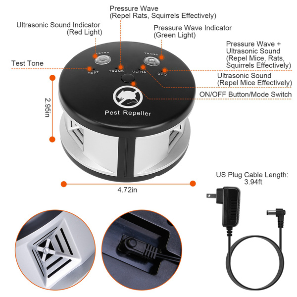 Repelente de Plagas Ultrasónico 360 Grados, Control de Plagas Electrónico de Enchufe, Perseguidor, Bloqueador — imagen 2