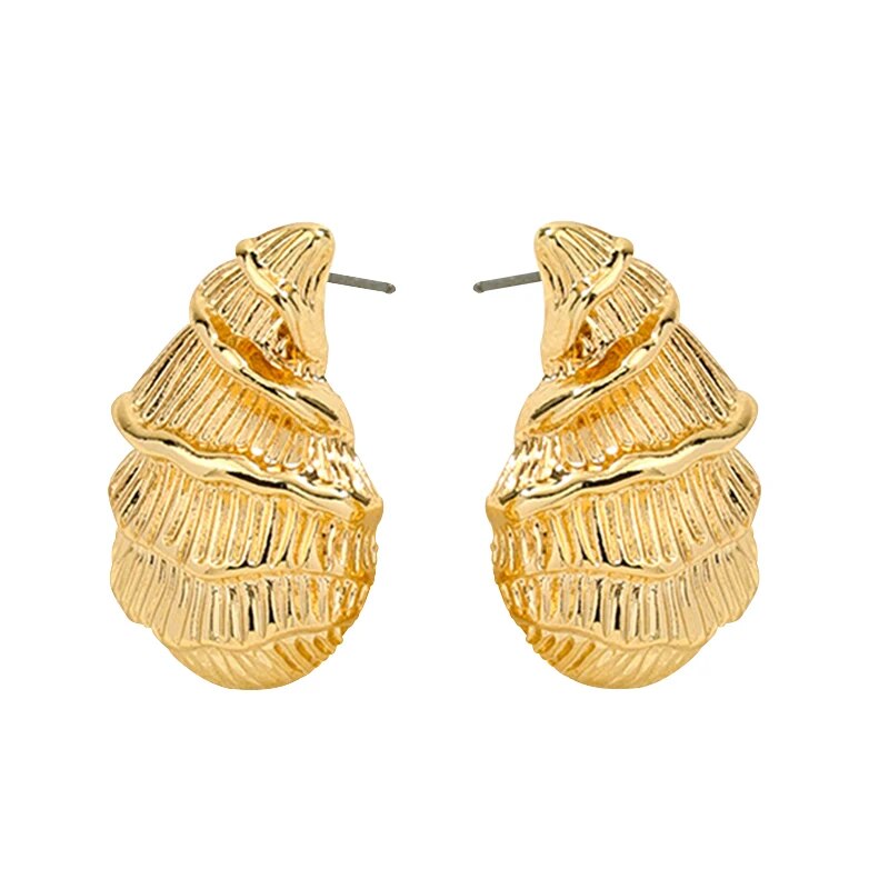 Metal Sea Snail Post Earrings For Women Fashion Jewelry Holiday Accessories Funny Conch Design Trendy Spiral Style Gifts — image 1