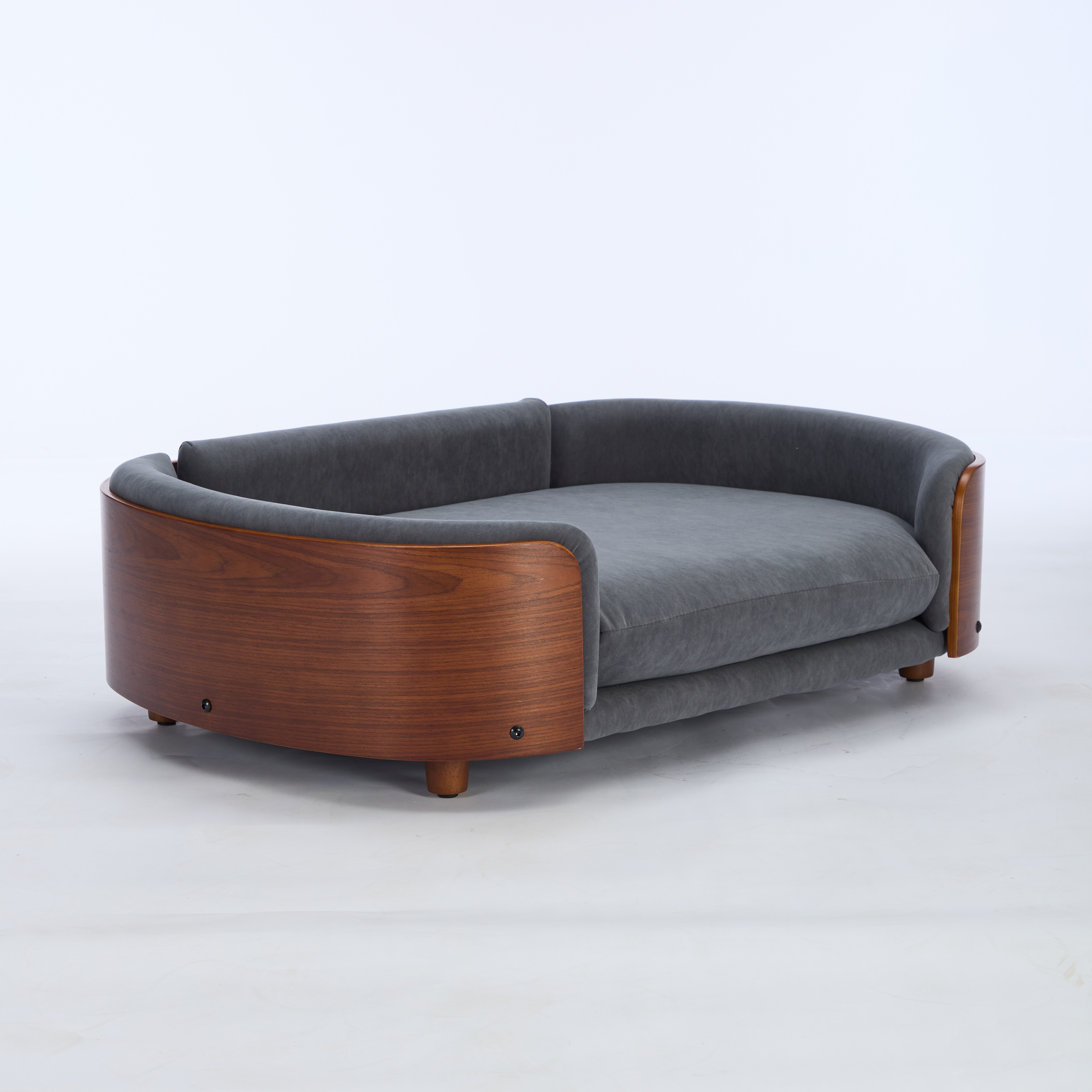 Scandinavian style Elevated Dog Bed Pet Sofa With Solid Wood legs and Walnut Bent Wood Back, Velvet, Large Size — image 18