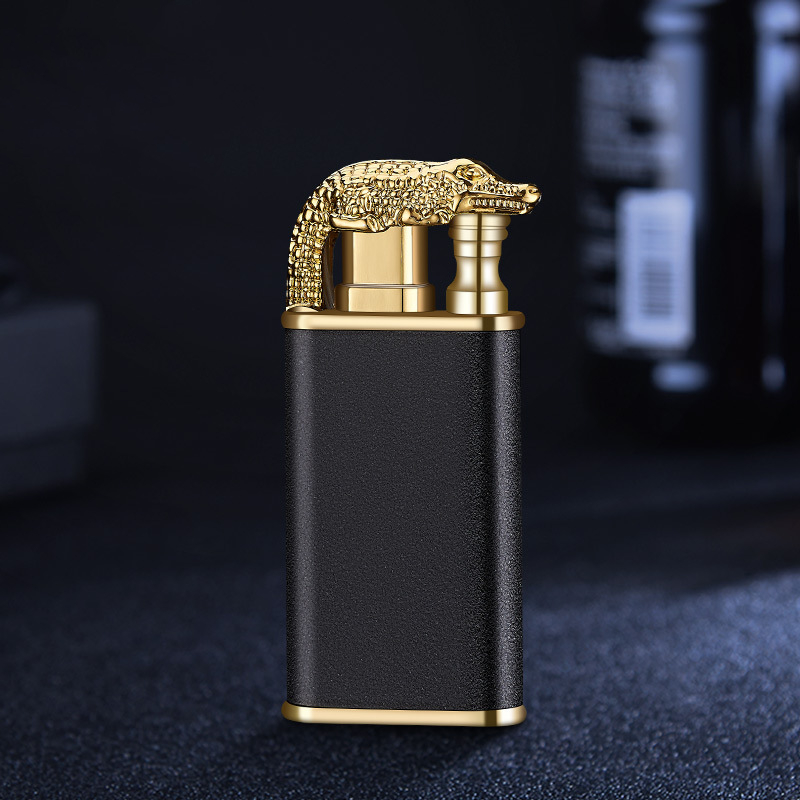 Creative Blue Flame Lighter Dolphin Dragon Tiger Double Fire Metal Winproof Lighter Inflatable Lighter — image 6