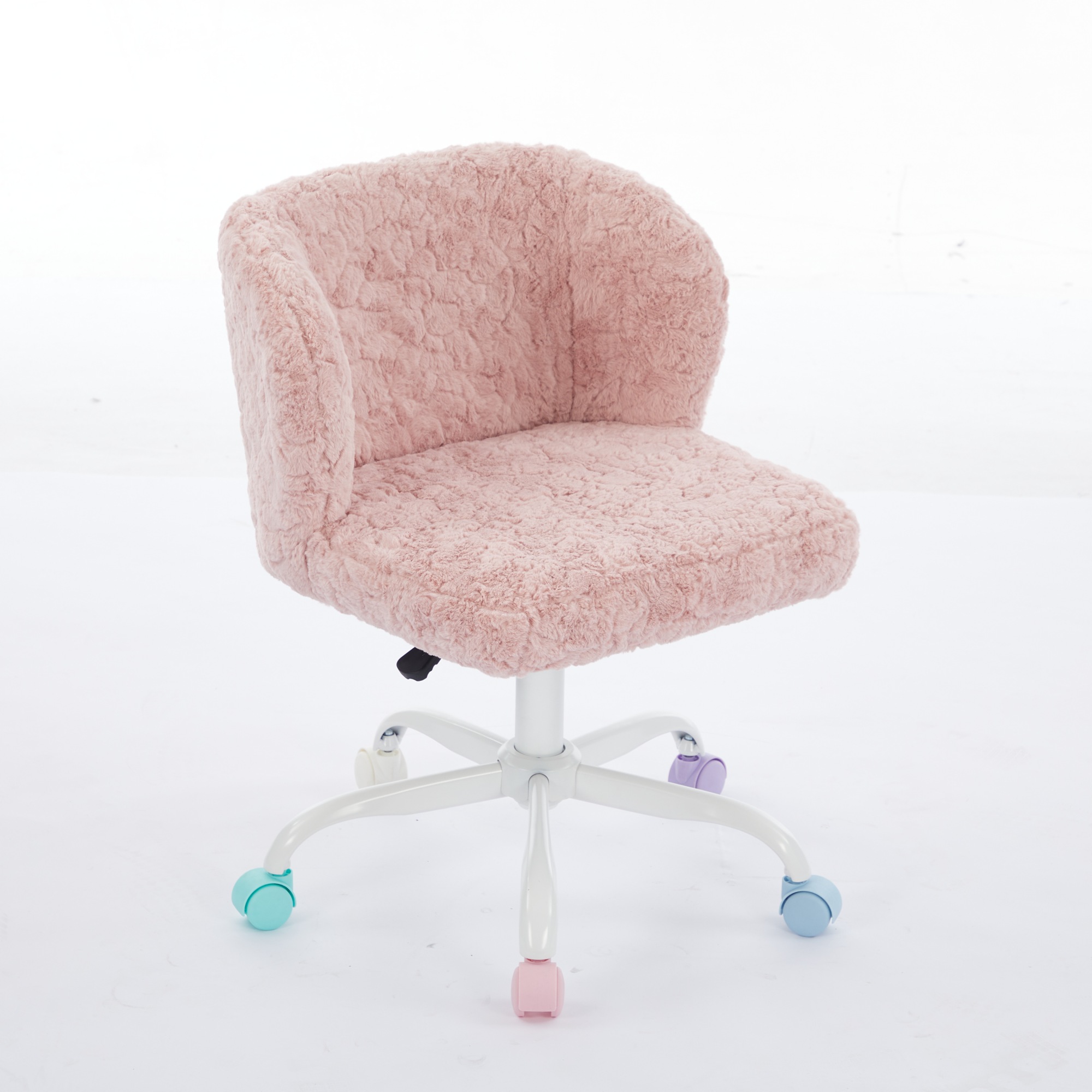 A & A Furniture Office Chair, Artificial Rabbit Hair Home Office Chair With Metal Base, Adjustable Desk Chair Swivel Office Chair, Vanity — image 5