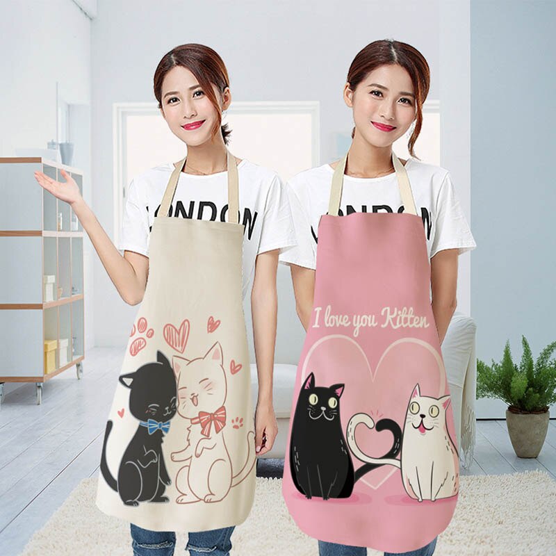 Cotton and linen creative European and American cartoon cute cat apron — image 3