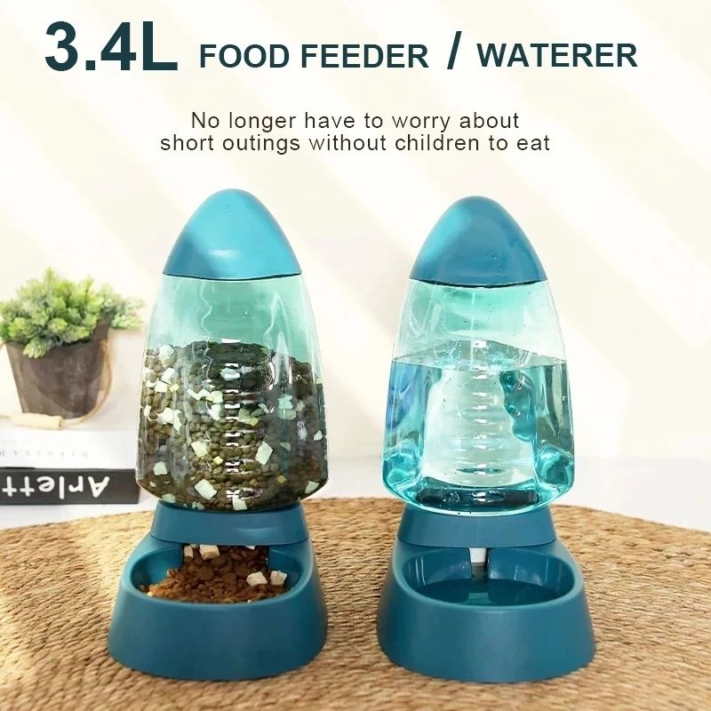 Pet Drinking Water Feeding Bowl Sailboat Type Large Capacity Cat Bowl Dog Food Bowl Can See Through Cat Water Dispenser Dog Bowl — image 2