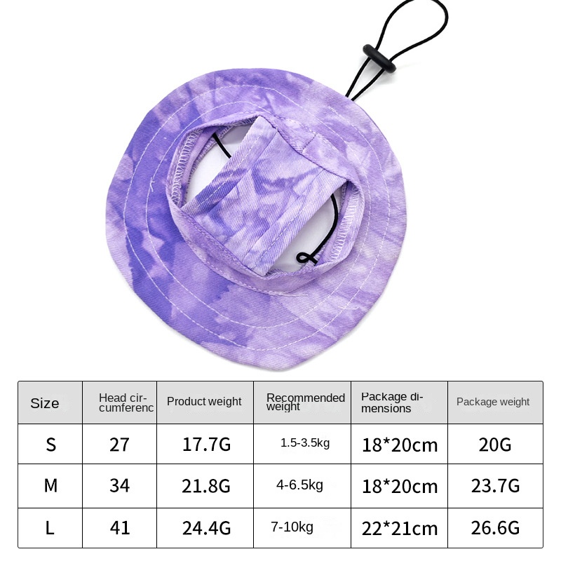 Pet hat with leaky ears cotton tie dye cat dog fisherman hat anti fall lace up sun hat — image 9