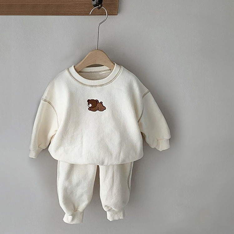 Children's Clothing Set for Boys and Girls, Embroidered Bear Casual Hoodie Set, Baby Sport Two-Piece Outfit — image 9