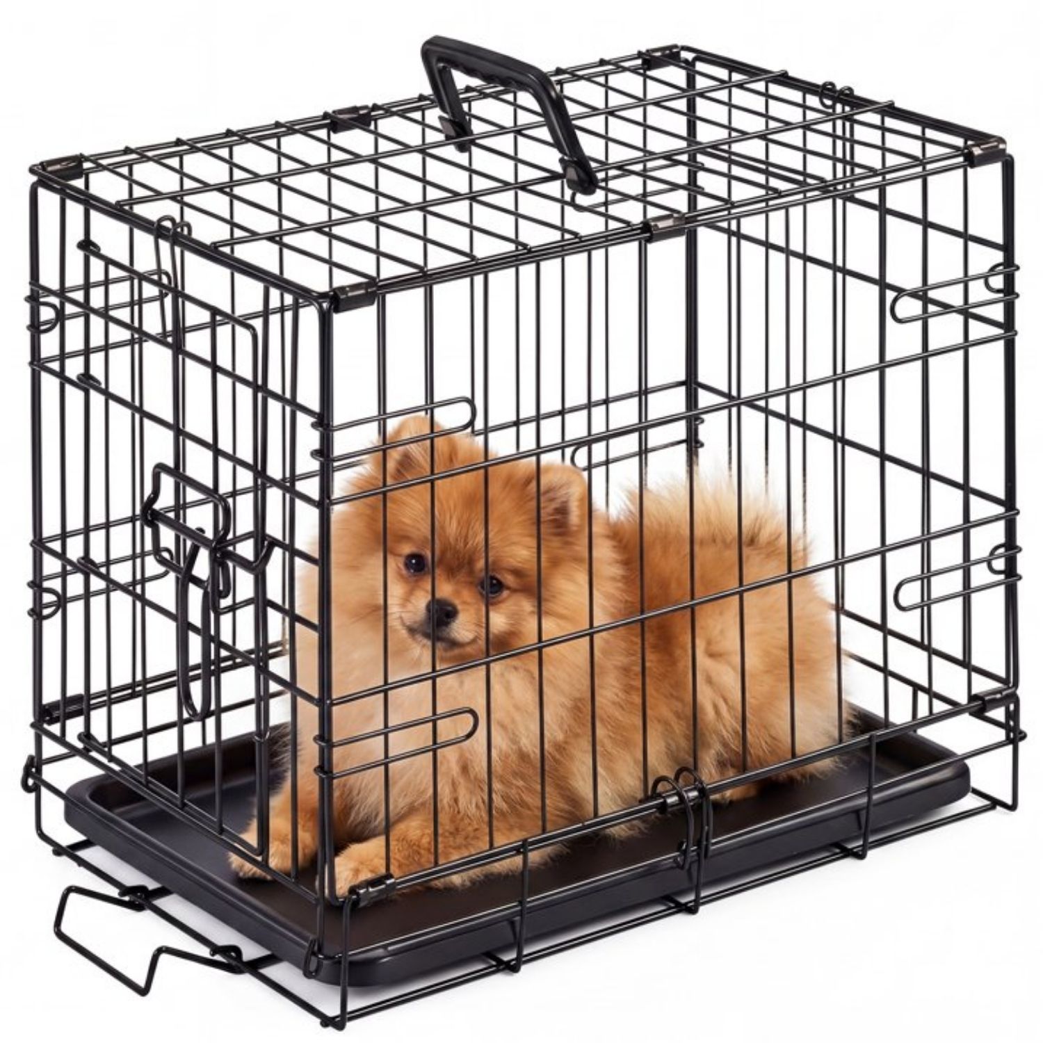 Caja de Perro con Puerta Única - Cárcel Metálica para Mascotas Duradera, Cerradura Segura, Diseño Reversible, Plato Removible para Limpieza Fácil, Caja Portátil para Perros Pequeños — imagen 4