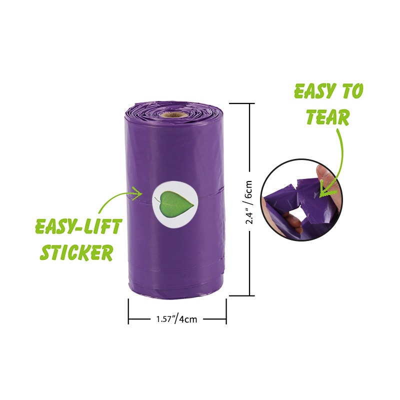 Biodegradable purple pet vest bag with roll up pet garbage bag and fecal collection bag — image 6
