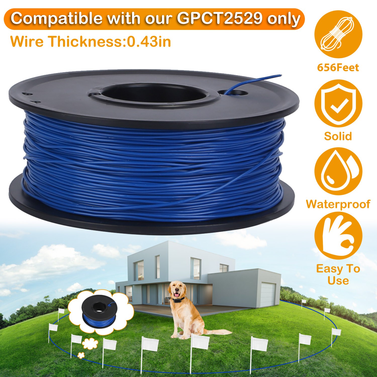 1 Juego de Sistema de Cerca Eléctrica para Perros Contención Perimetral con Sonido y Descarga, Collar Receptor Resistente al Agua para Perros Pequeños, Medianos y Grandes — imagen 10