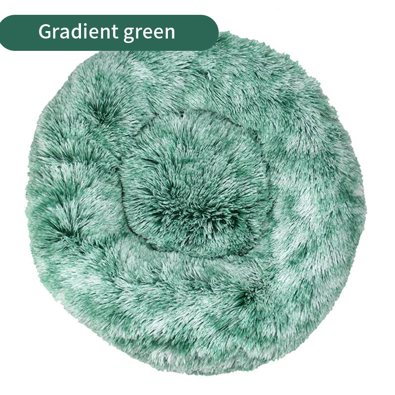 Dog Kennel Cat Kennel Plush Round Gradual Change Pet Kennel Dog Bed Winter Mat Gradual Change Pet Mattress Pet Supplies — image 1