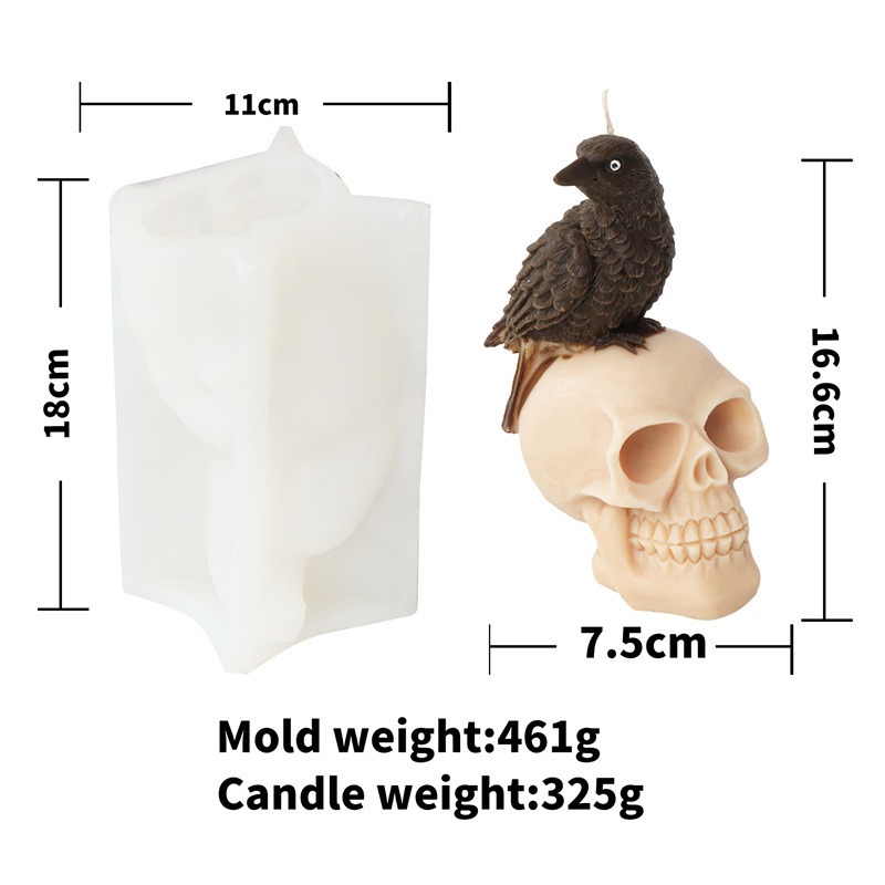 Crow Skull Candle Mold Halloween Creative Three-dimensional Skull Aromatherapy Plaster Ornament Mold — image 6