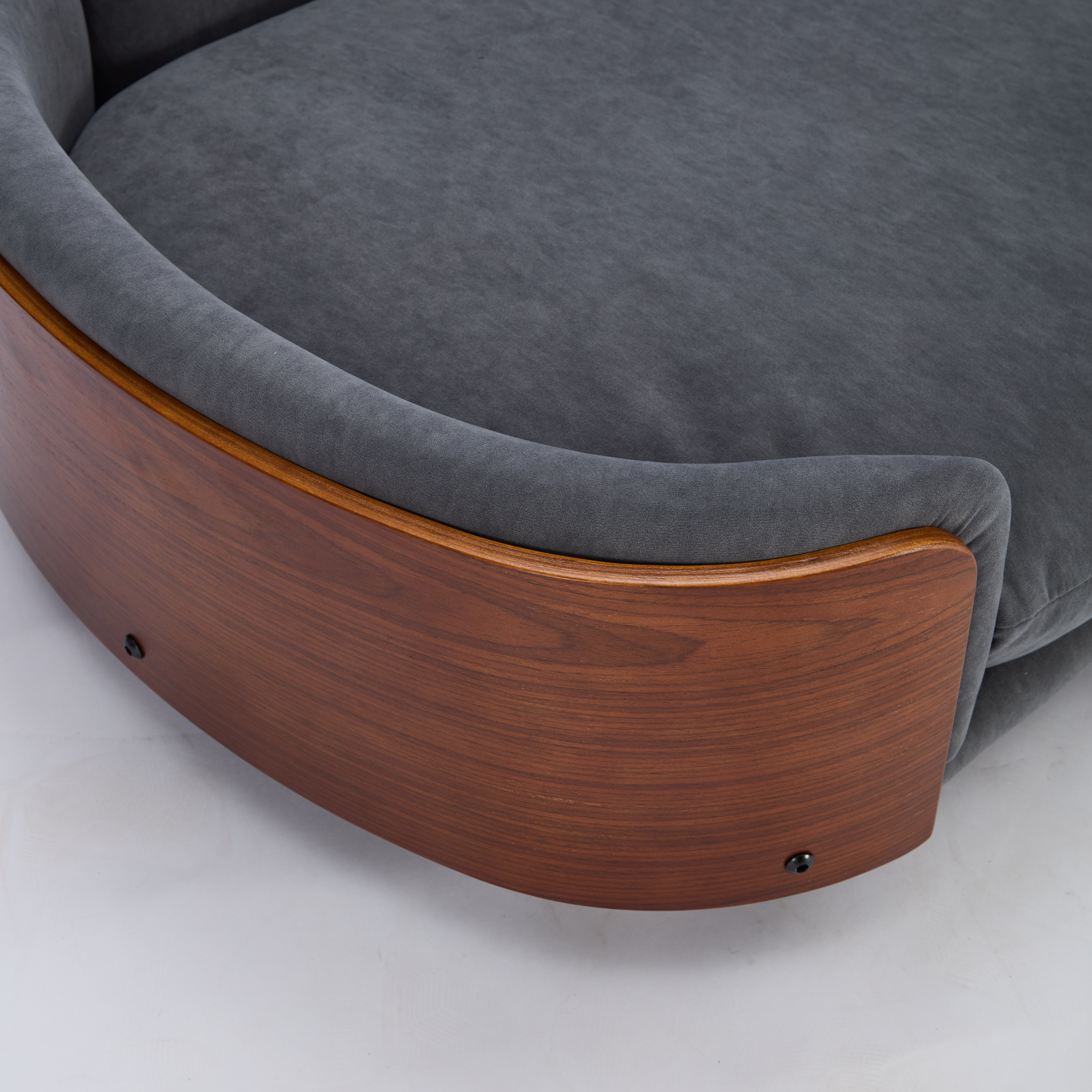 Scandinavian style Elevated Dog Bed Pet Sofa With Solid Wood legs and Walnut Bent Wood Back, Velvet, Large Size — image 5