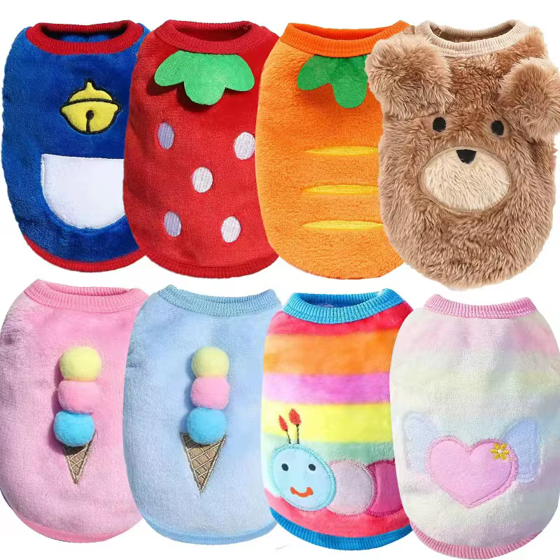 Cute Dog Clothes Winter Vest For Small Dogs Cats Warm Pets Sweater Soft Flannel Puppy Puffer Jacket Dog Accessories Supplies Xxs — image 1