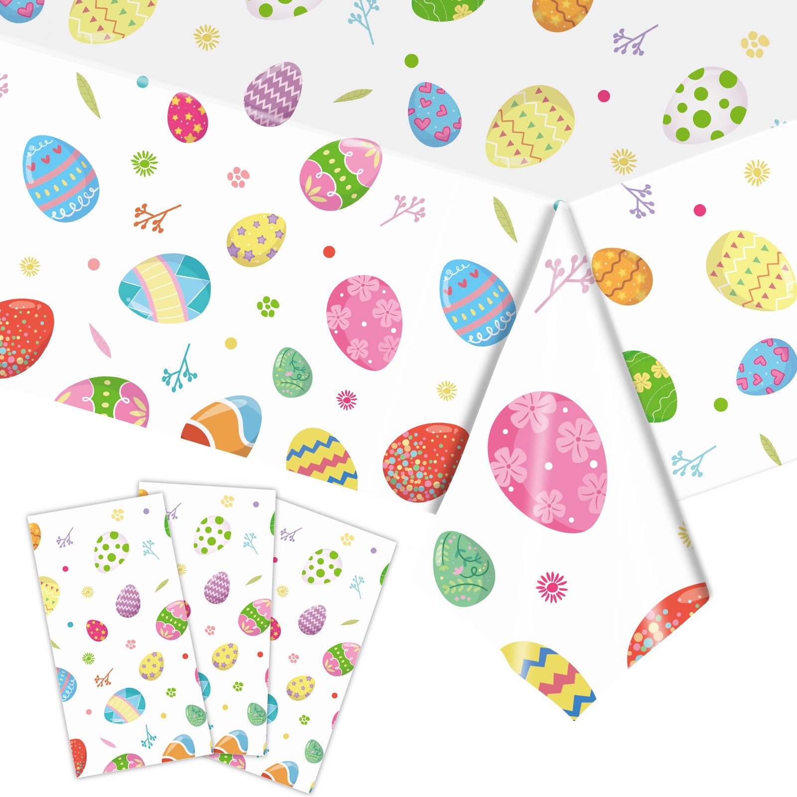 New Easter Egg Tablecloth Bunny Eggs Holiday Party Decoration Tablecloth Disposable PE Tablecloth — image 1