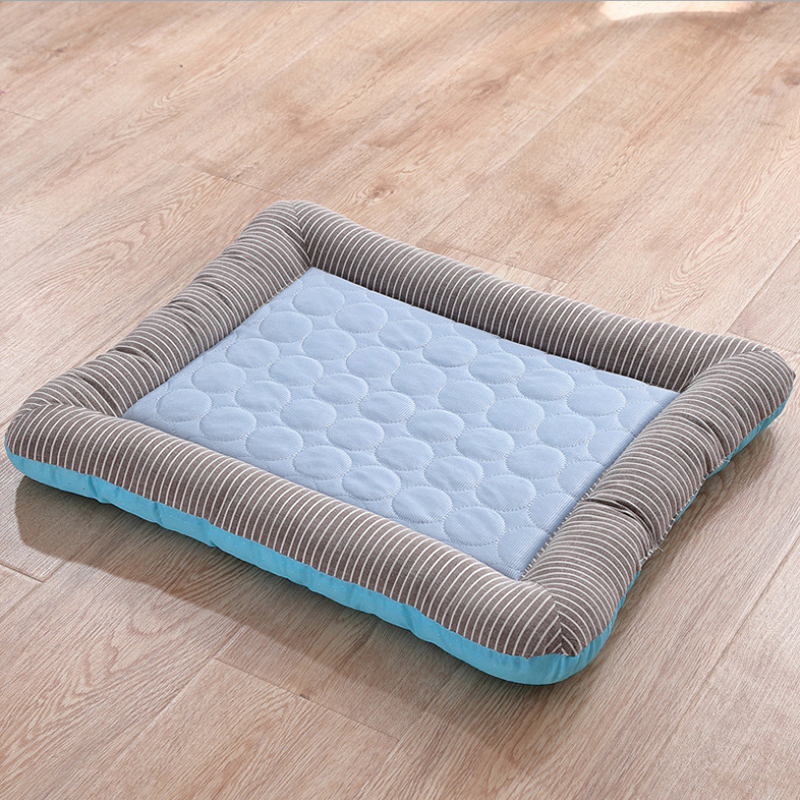 Cooling pet mats for dogs & cats (puppies/kittens): ice silk, breathable, soft summer pads in pink/blue — image 1